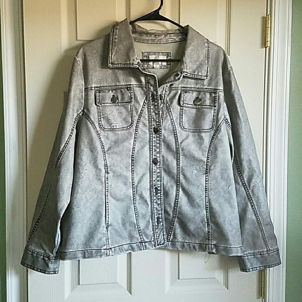 EUC gray faux leather jacket size 1X
